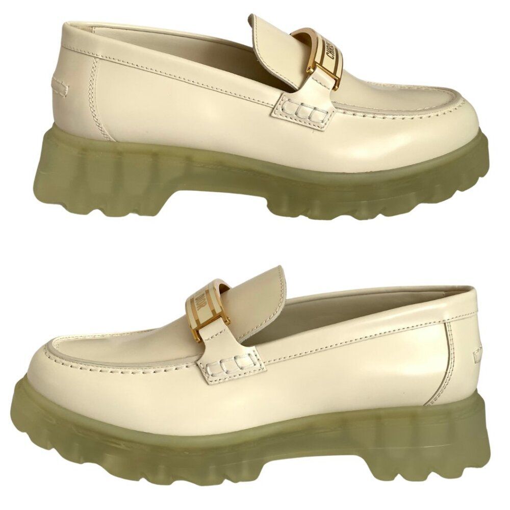 Christian Dior Code Loafers Off White Brushed Calfskin in Box w/ Dust bag - Picture 2 of 11